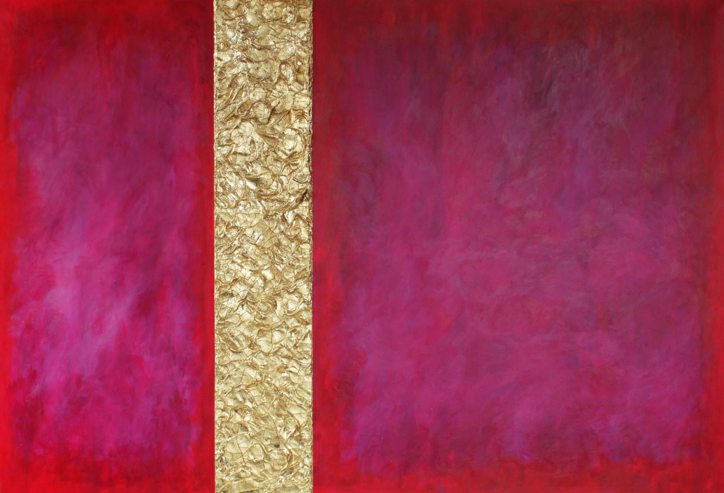 Gold Passion (2022) by Gavin Johnson, acrylic, gold leaf, and modelling paste on canvas