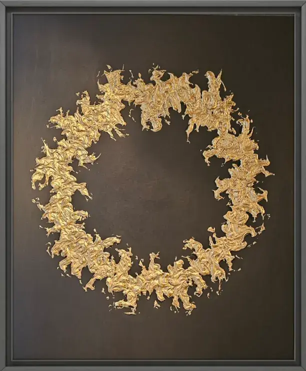 Aura of Abundance (2024) by Gavin Johnson, acrylic paint, acrylic ink, and model paste on canvas