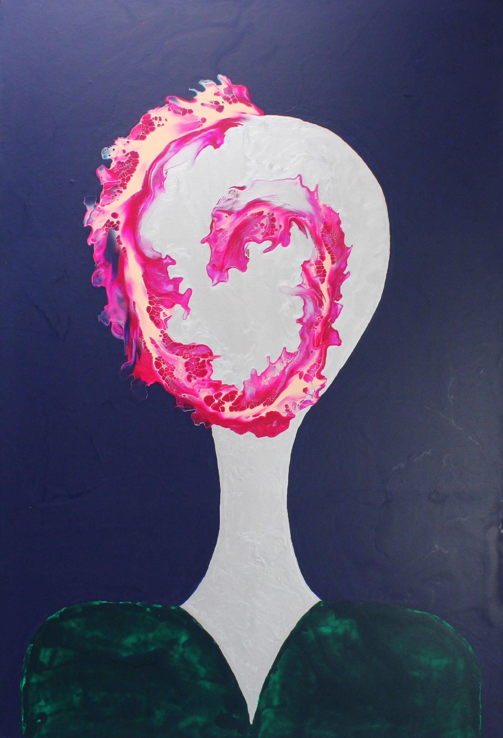 Beautiful Mind Magenta - Universal love at the highest level, Harmony & Emotional Balance (2021) by Gavin Johnson, acrylic on canvas with high gloss varnish