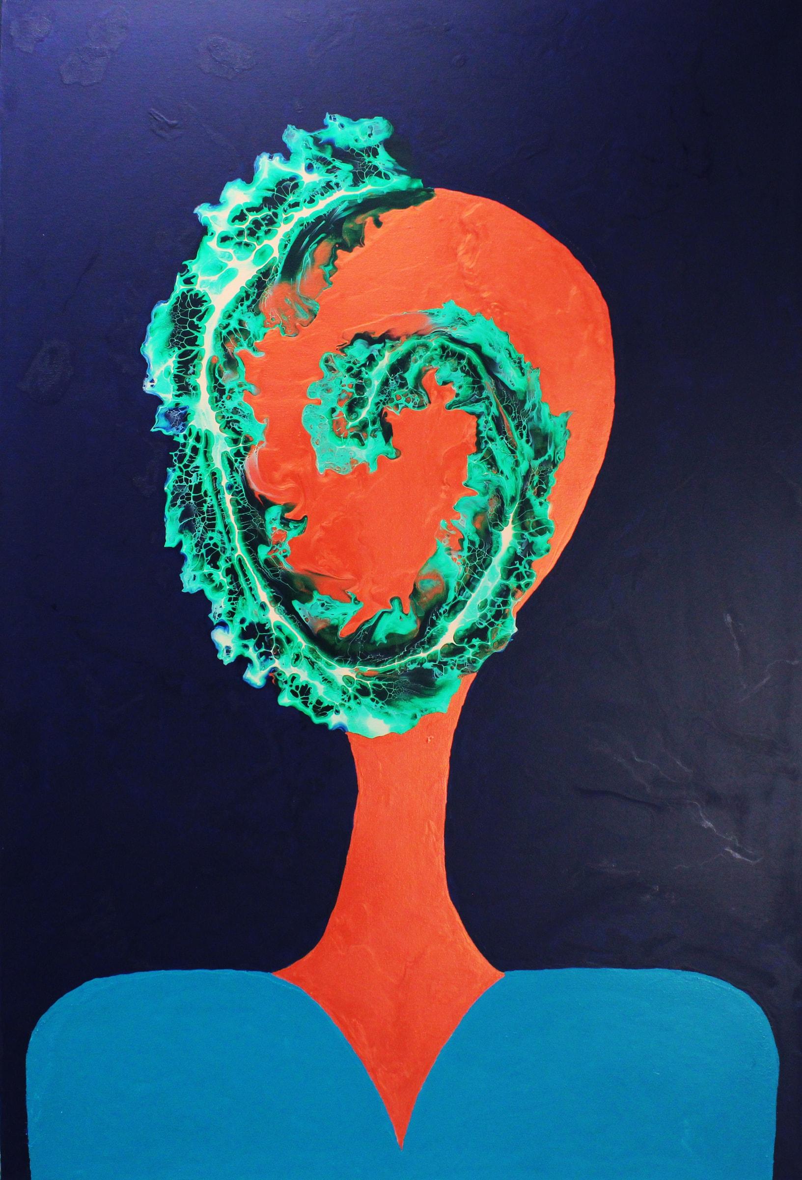Beautiful Mind Green - Growth, Balance & Harmony (2021) by Gavin Johnson, acrylic on canvas with high gloss varnish