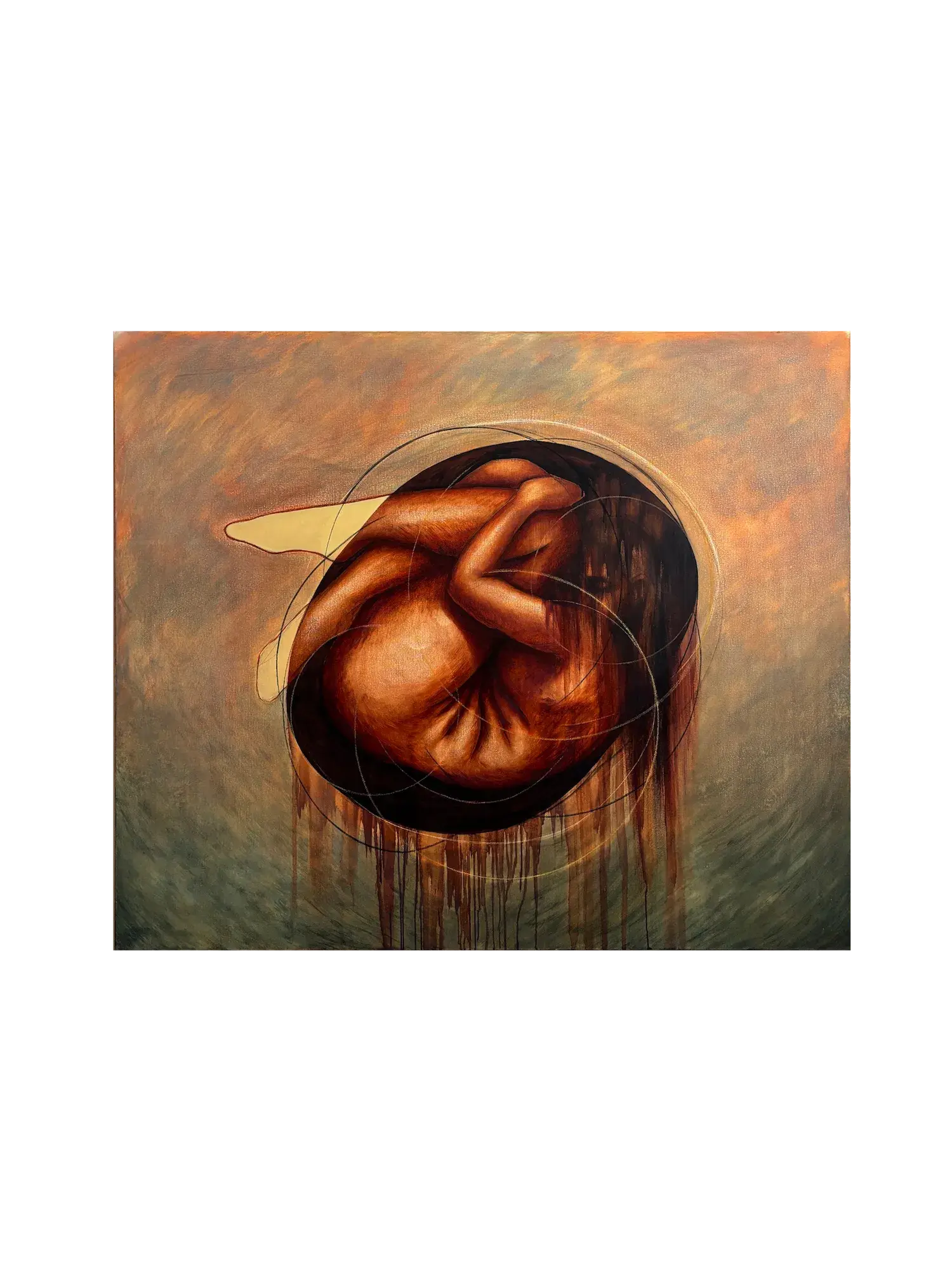 The Womb of Becoming (2026) by Gretel Warner, oil, charcoal and pastel on canvas
