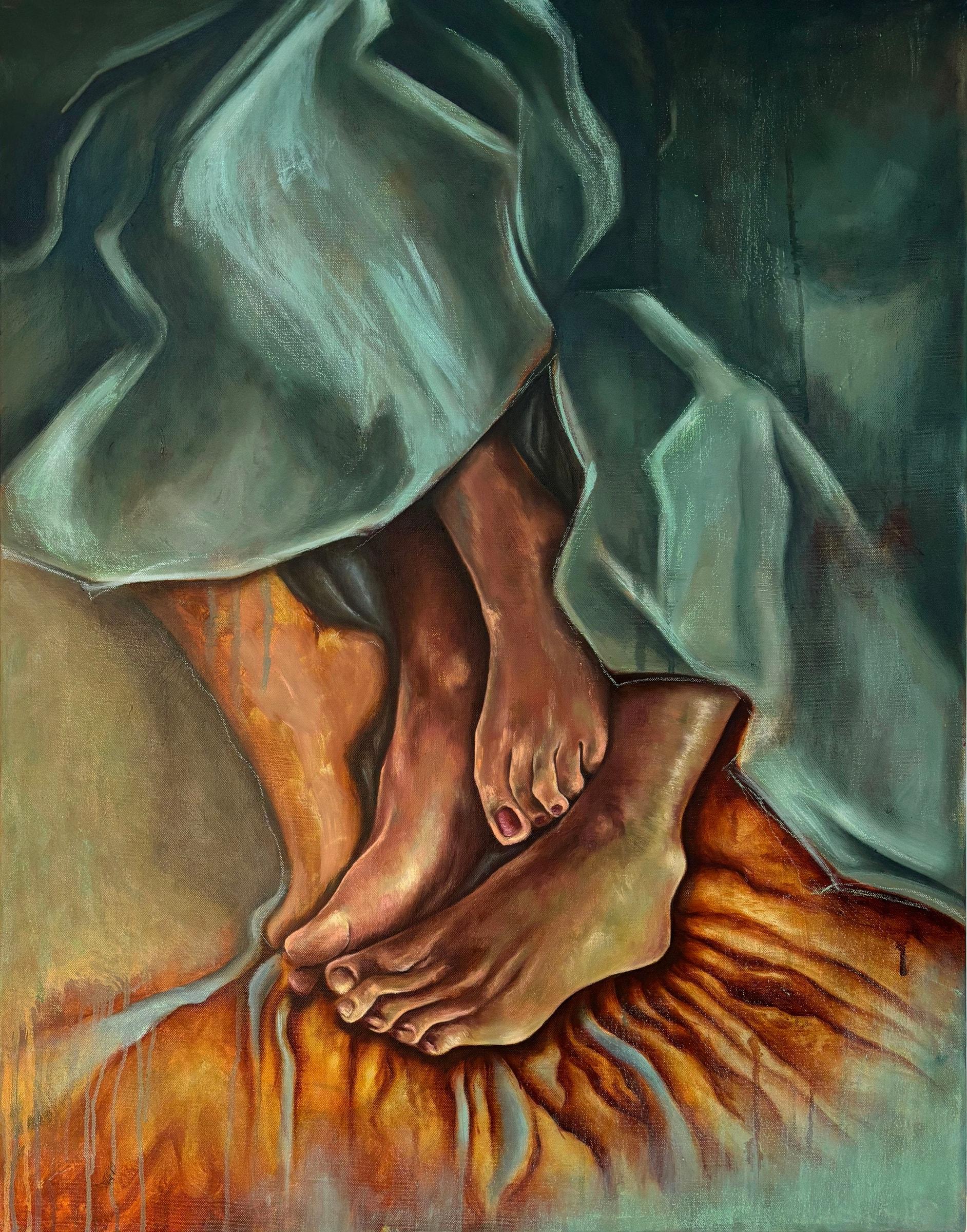 Burnt Toast (2024) by Gretel Warner, oil and pastel on canvas