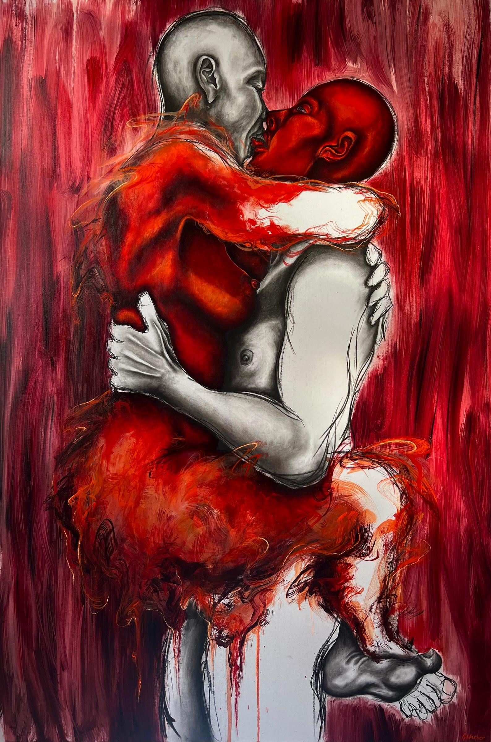 Your Skin on Mine (2023) by Gretel Warner, oil and charcoal on canvas