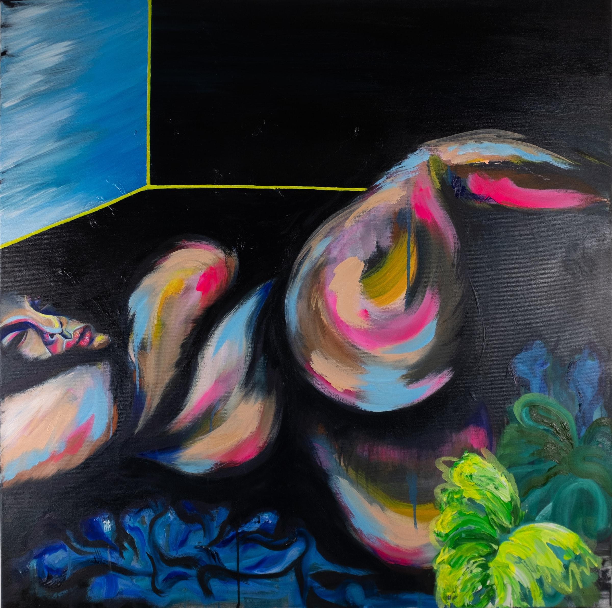 Come Lay With Me in The Darkness (2022) by Gretel Warner, oil and acrylic on canvas