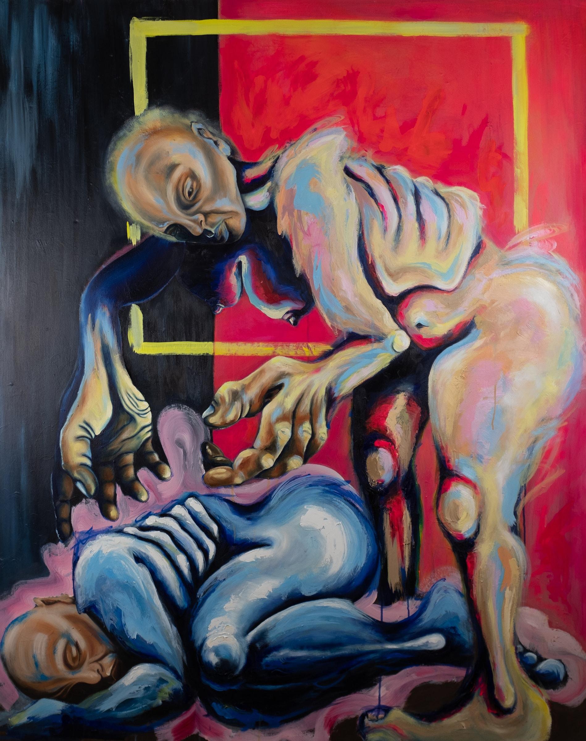 Let Me Give You A Hand (2022) by Gretel Warner, oil and acrylic on canvas