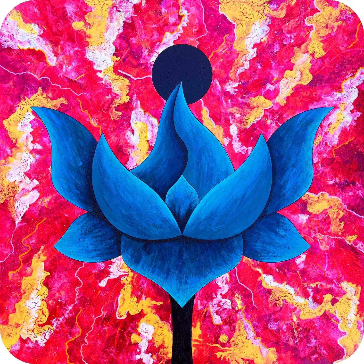 Bloom of Potential (2026) by Lewis Deeney, acrylic, spray paint & metallic pigment on laser cut, reconstructed board
