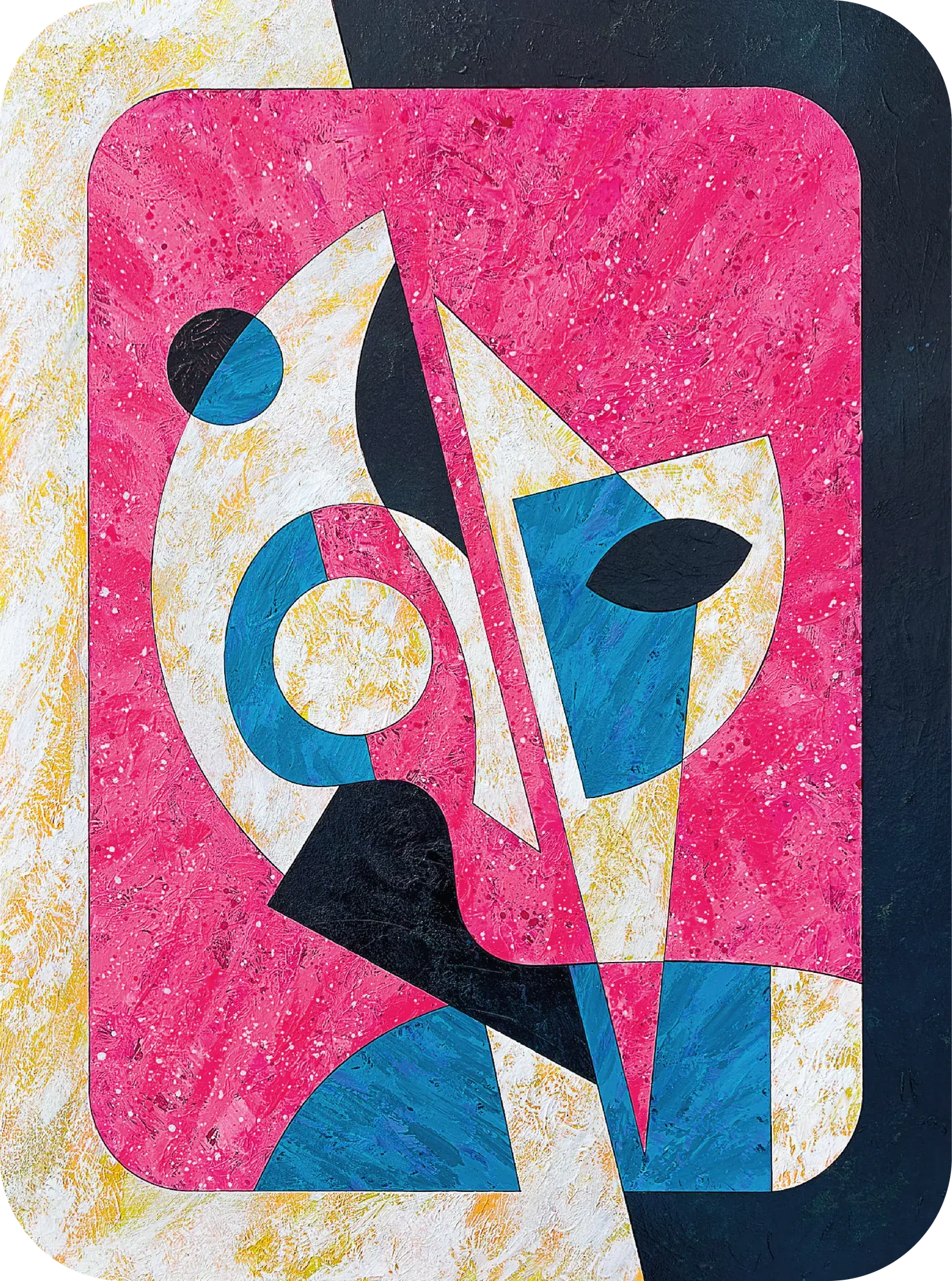 Abstractions of Self II (2025) by Lewis Deeney, acrylic, spray paint & metallic pigment on laser cut, reconstructed board