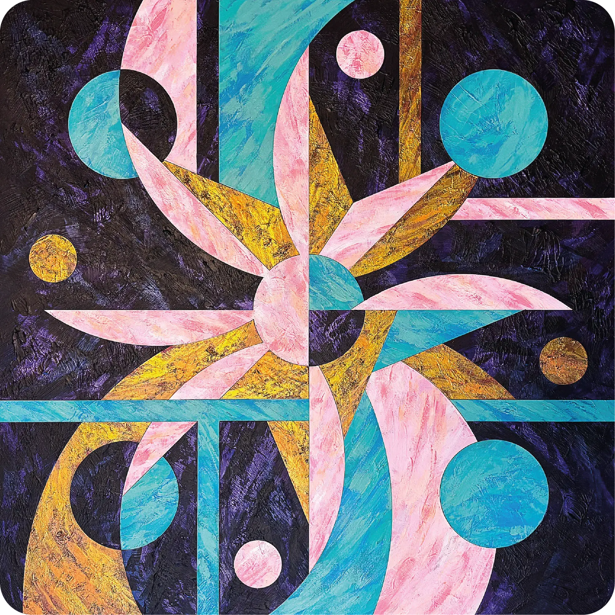 Expansion & Contraction (2025) by Lewis Deeney, acrylic, spray paint & metallic pigment on laser cut, reconstructed board