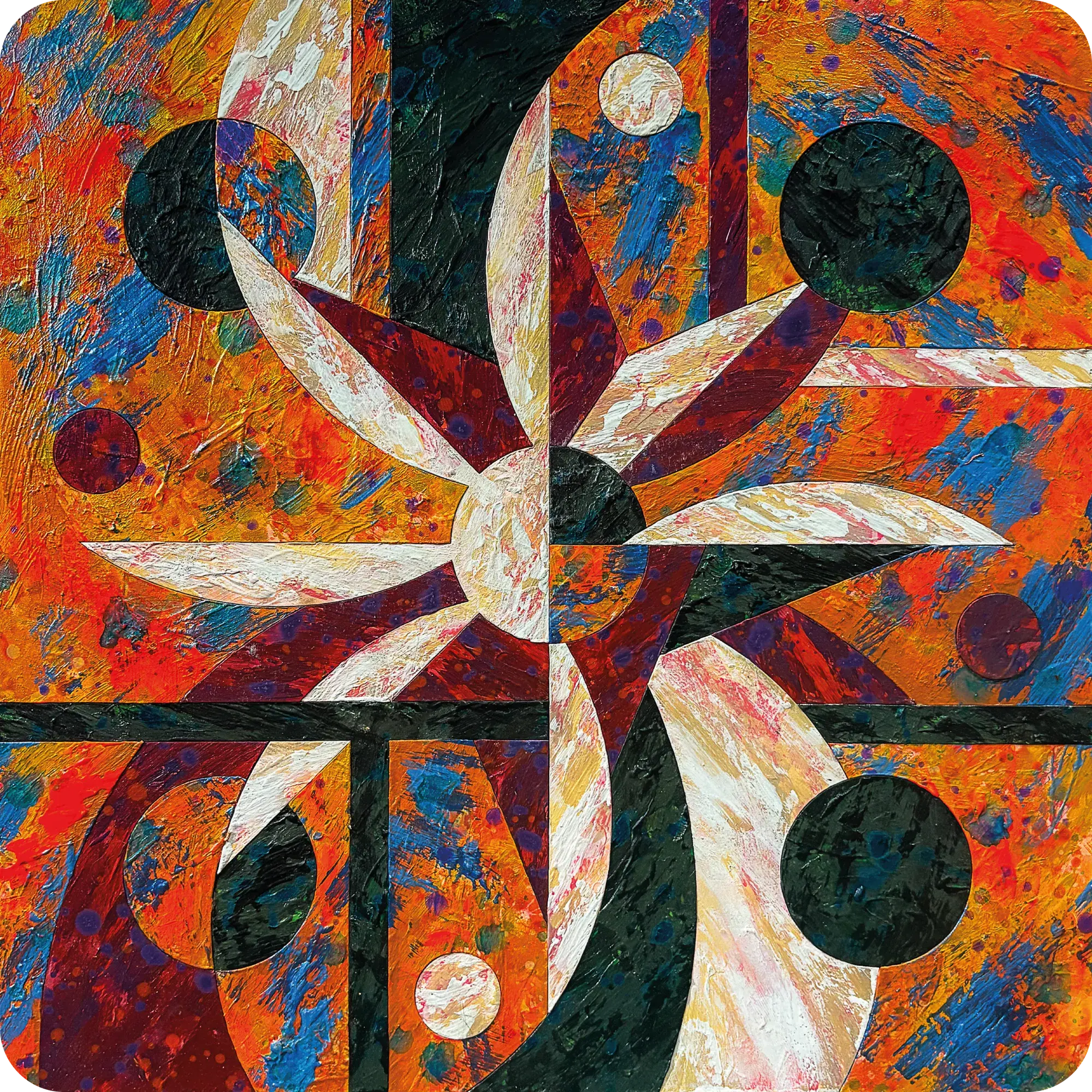 Expansion & Contraction II (2025) by Lewis Deeney, acrylic, spray paint & metallic pigment on laser cut, reconstructed board