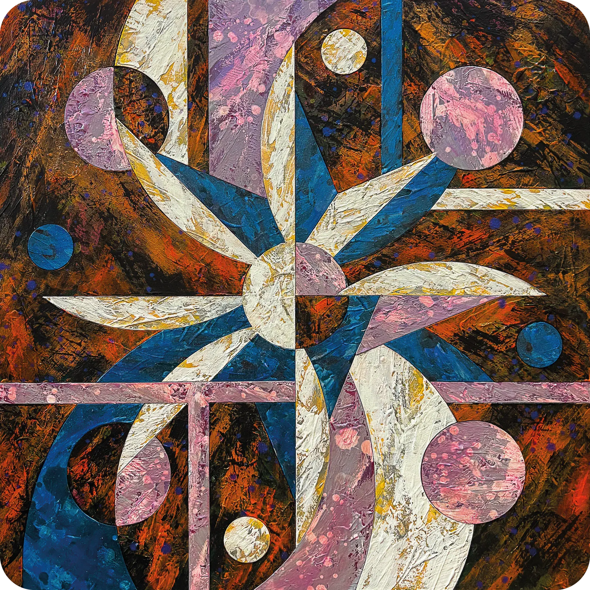 Expansion & Contraction III (2025) by Lewis Deeney, acrylic, spray paint & metallic pigment on laser cut, reconstructed board