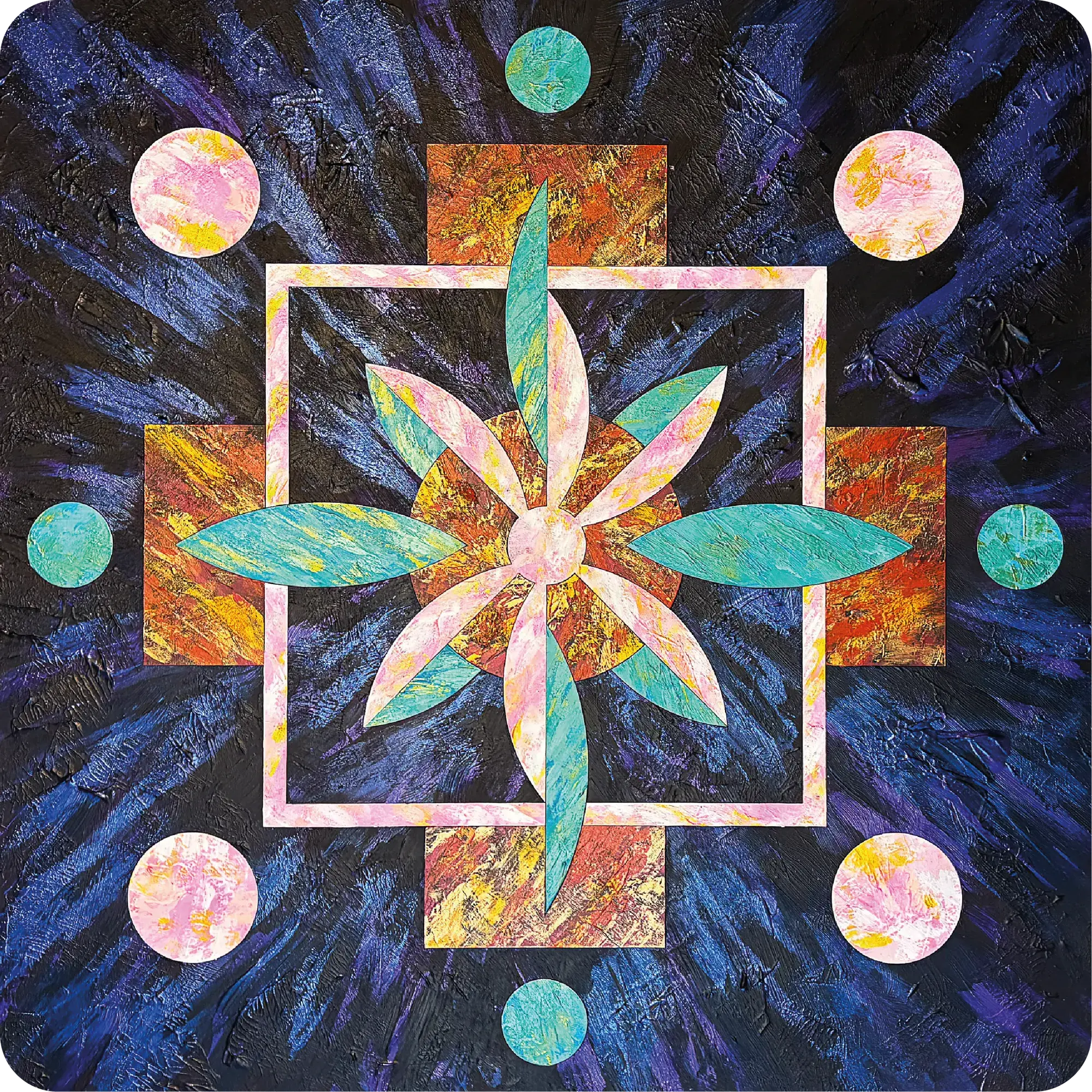 Above & Below (2025) by Lewis Deeney, acrylic, spray paint & metallic pigment on laser cut, reconstructed board