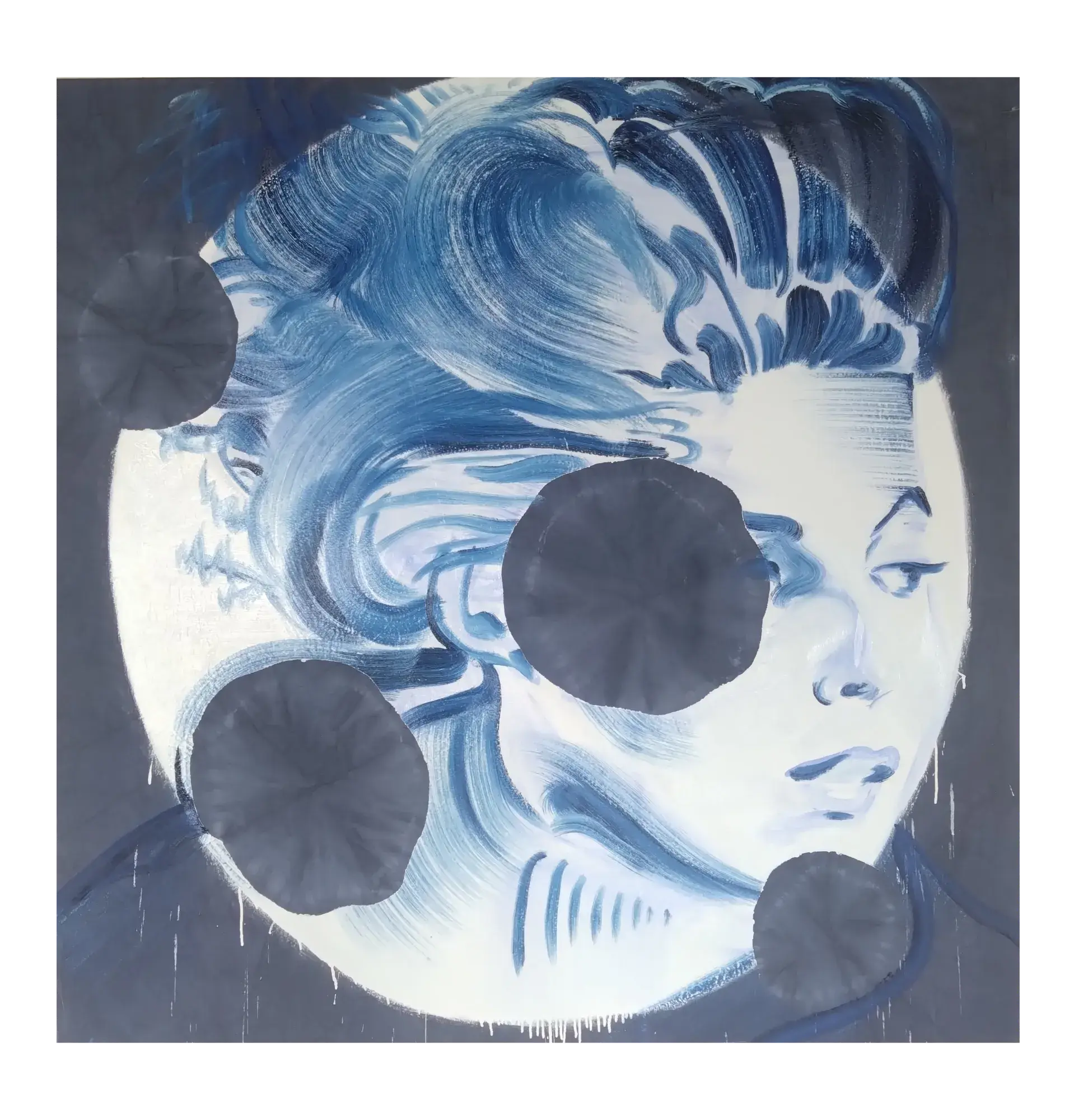 Not All the Suns (2026) by Lucy Cade, oil on hand dyed canvas