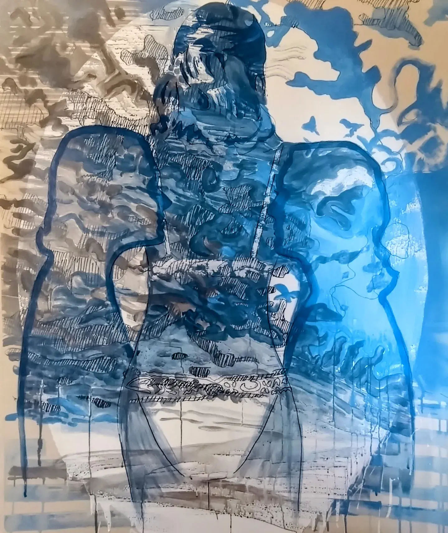 The Bridge Between (2025) by Lucy Cade, oil and pigment marker on canvas
