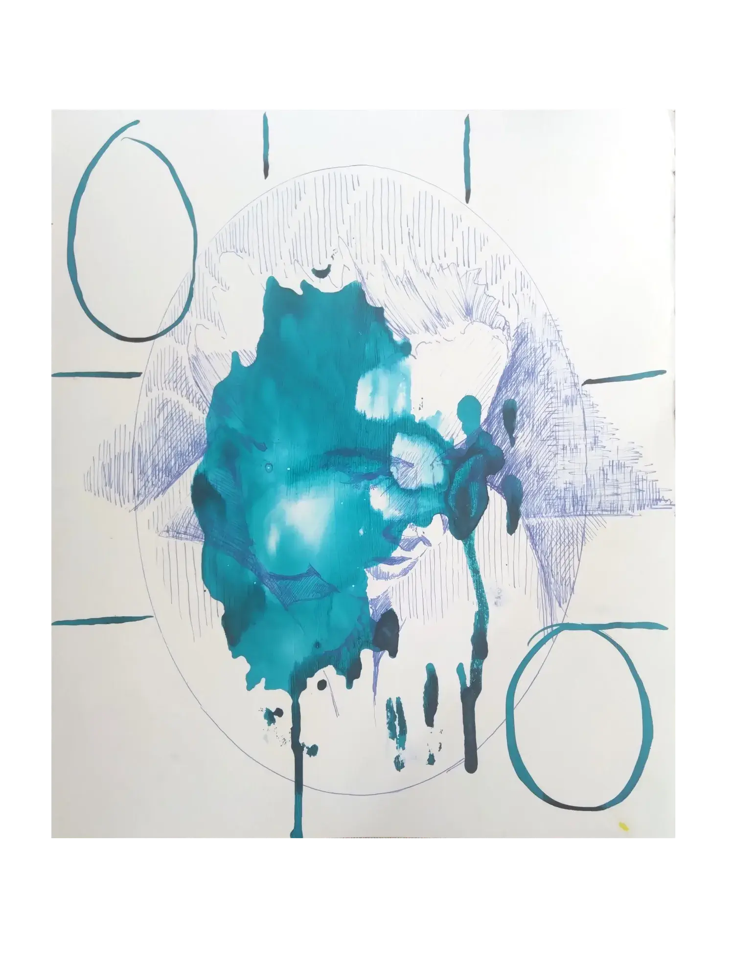 Zero Sum Game (2026) by Lucy Cade, ink and biro on cartridge paper