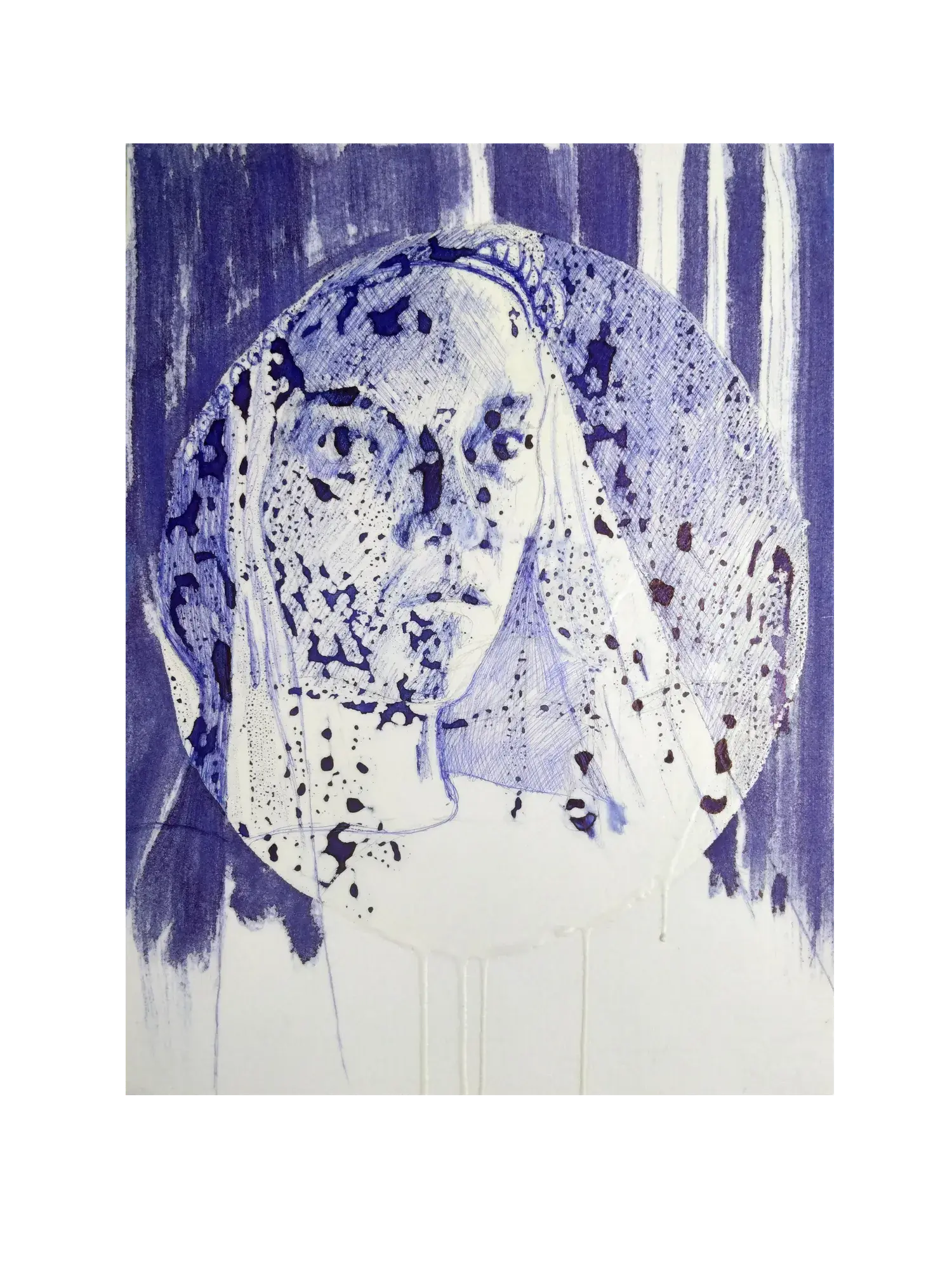 Lady Macbeth (2025) by Lucy Cade, biro and inks with primer on cartridge paper