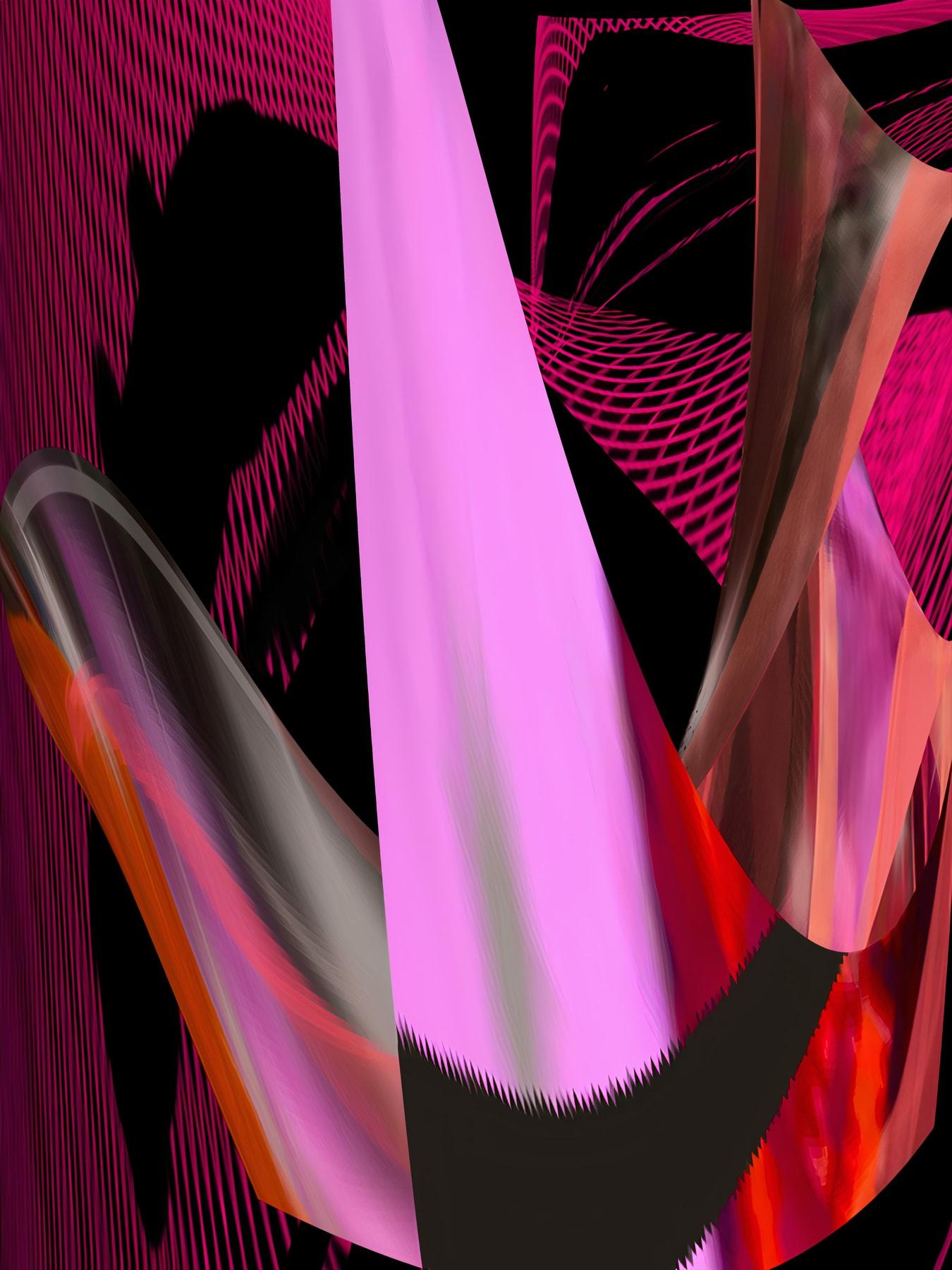 Abstract digital artwork in pink, red and black by Elliott Nicole J. Waller